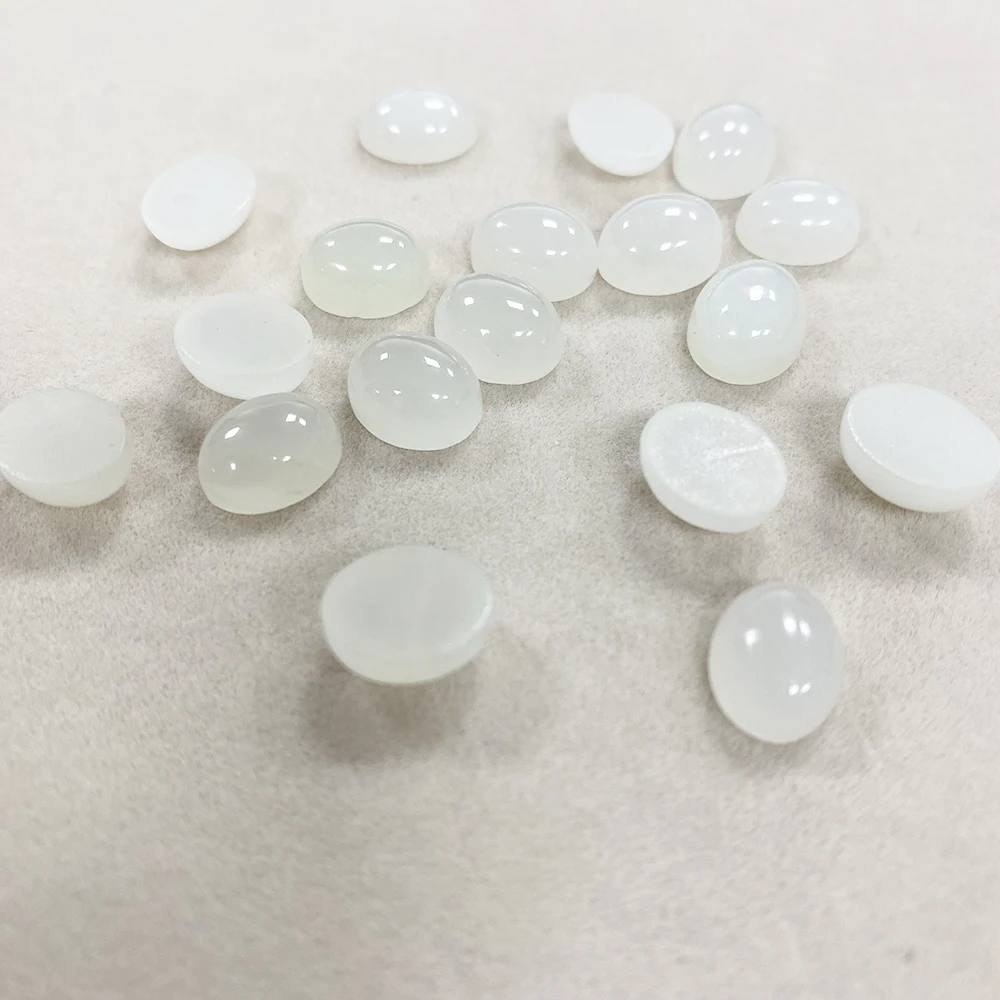 Factory Natural Nephrite Jade Milky White Chalcedony Oval Cabochons Gemstone ​for Ring Earring Necklace Jewelry Making