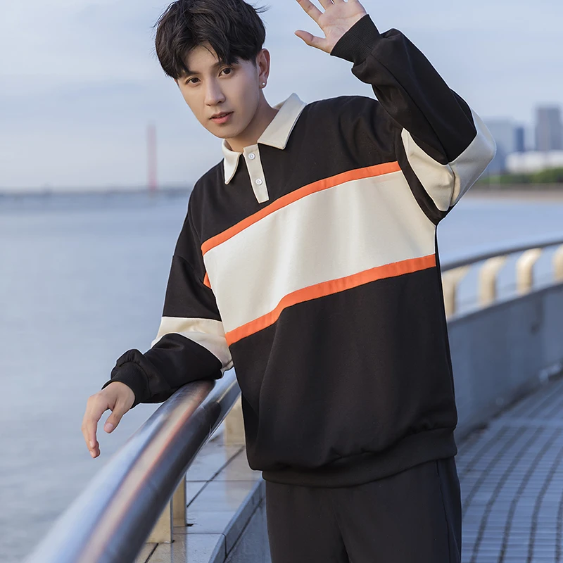 

AISHUNP Vintage Hoodies for Men Oversized Long Sleeve Polo Shirt High Quality Cotton Pullover Men's sweatshirts
