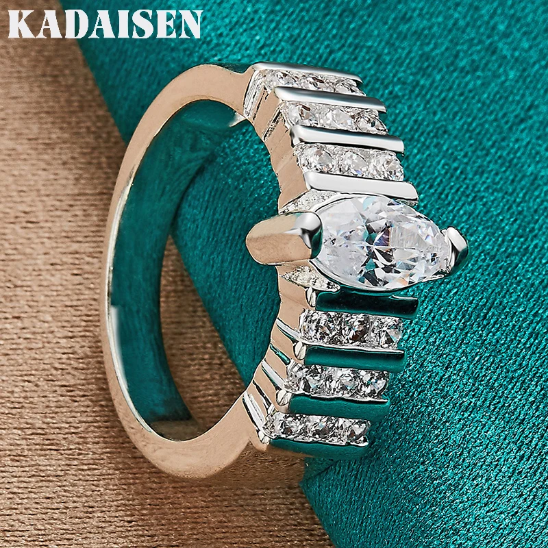KADAISEN خاتم فضة 925 زركون بيضاوي للنساء