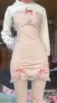 Lace Japanese Sweet Lolita Dress Women Bow Pink Kawaii Party Mini Dresses Female Blue Princess Korean Fashion Dresse Winter 2024 1