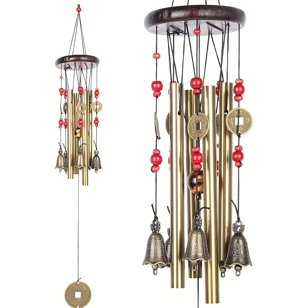 Outdoor Wind Chimes 1pcs Hanging Wind Chime Metal Tube Traditional Bronze Hanging Decor Wind Chime Craft for Outdoor Garden Terrace Decoration