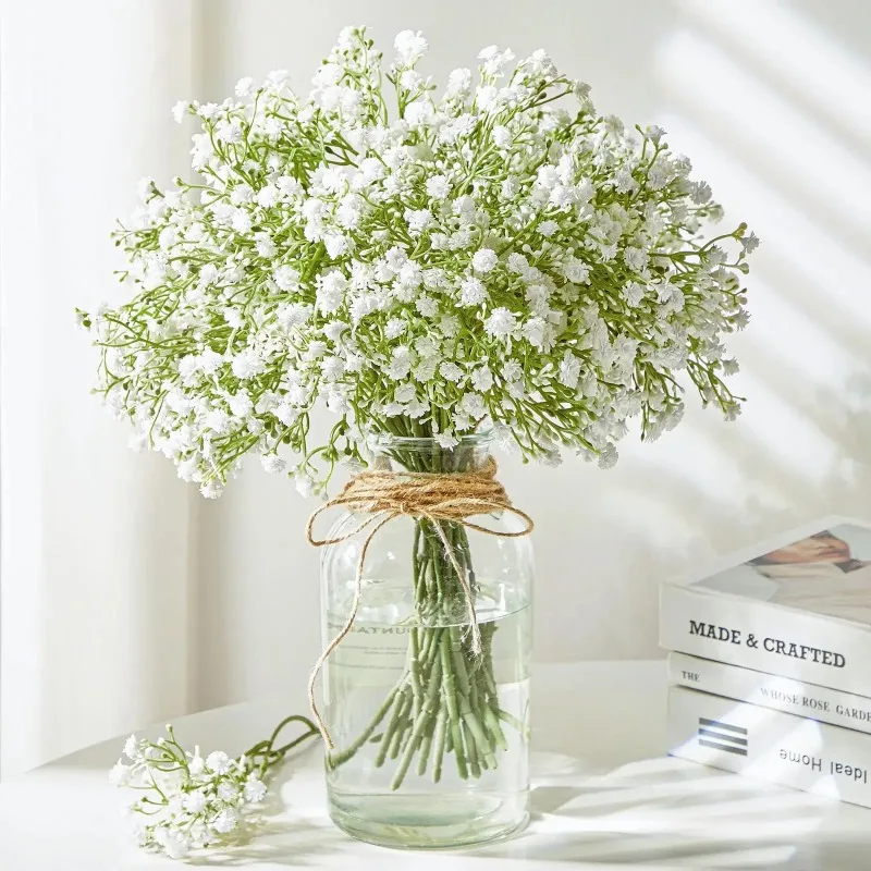 Lifelike Green Gypsophila Artificial Flowers for Wedding Bouquets, Home Decor Vases Party Centerpieces DIY Craft Accessories
