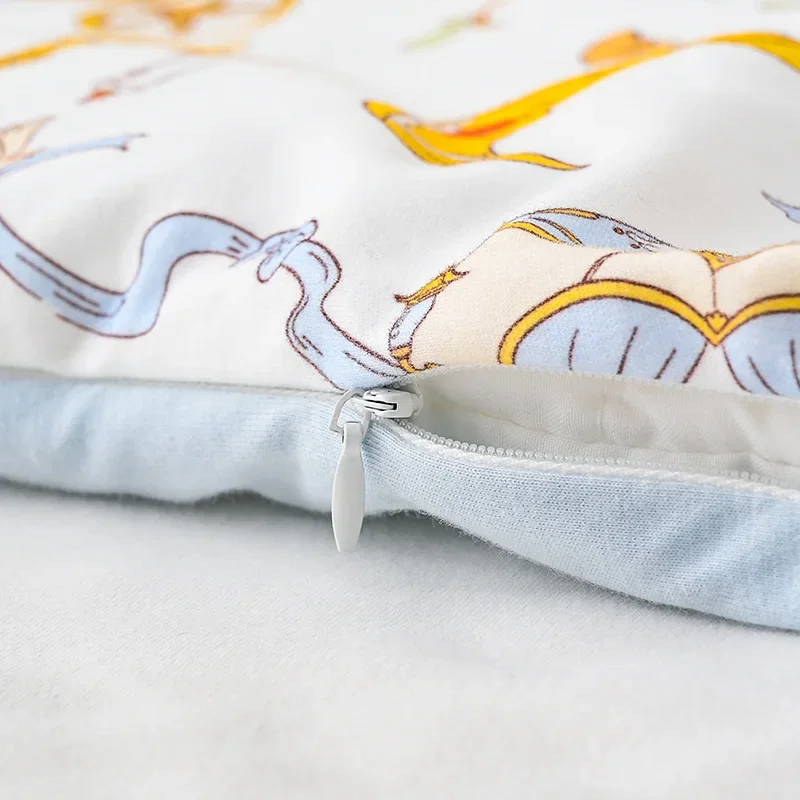 Thickened Knitted Cotton Bean Flannel Baby Blanket Autumn Winter Cute Cartoon Children Covering Quilt Removeable Zipper for Baby