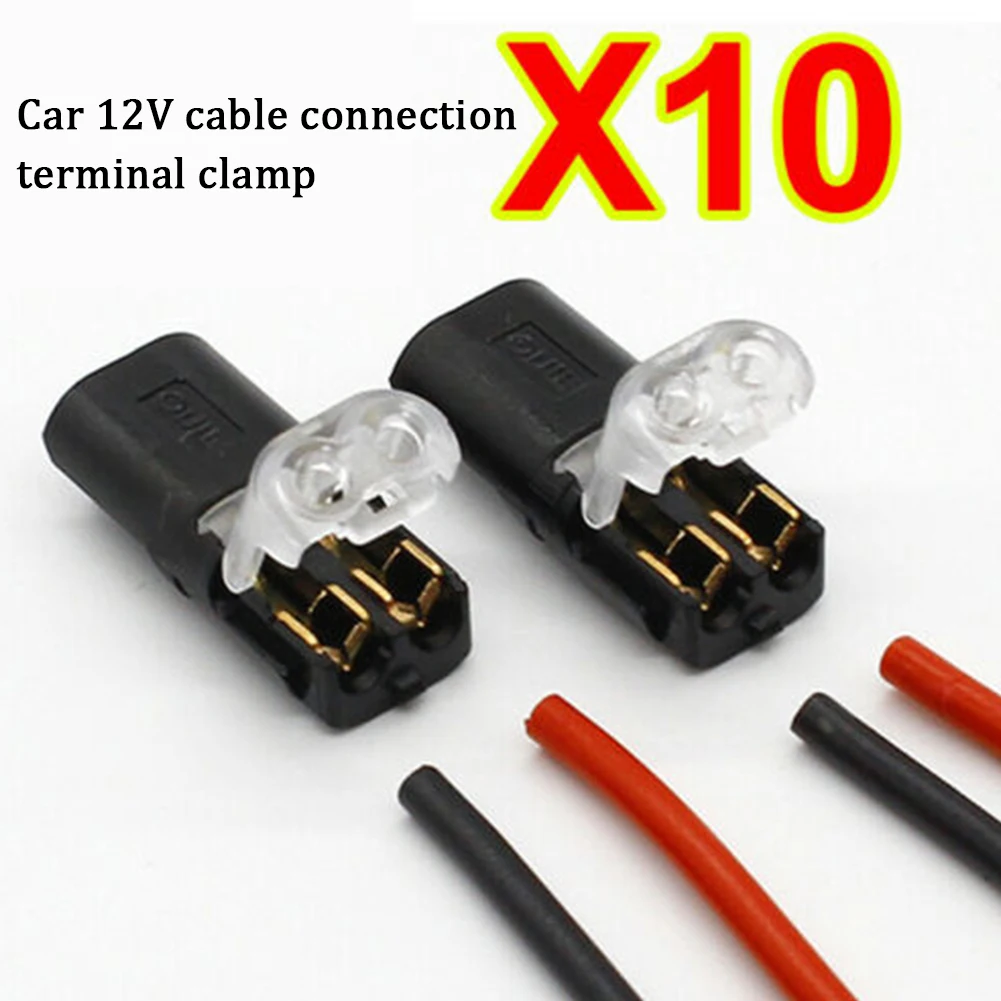 

10PCS 12V Car Wire And Cable Plug Connector With Terminal Connection Clamp Double Head 21.8*9.8*6.15mm Cable Clamp