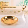 Serving Plate with Dome Golden Embossed Patterns Stainless Steel Acrylic Serving Dish with Dome for Party Cafe 1