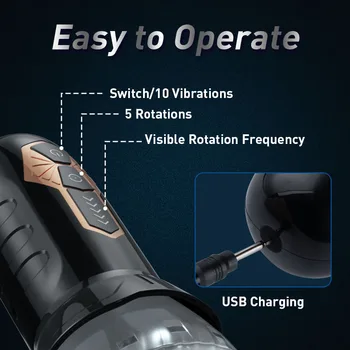 Automatic Male Masturbator Rotating Vibrating Penis Massager Vagina Pussy Glans Male Masturbation Oral Sex Toys for Men