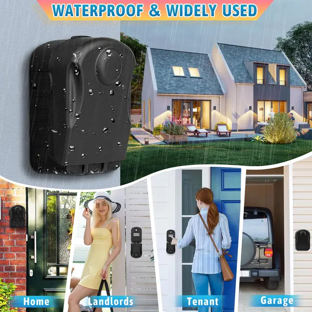 Lock Box for Keys with Code Outdoor Wall Mount Sturdy Waterproof 4-Digit Combination Keypad Key Safe Lockbox for House Realtors 4