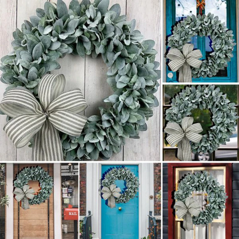 

Artificial Rabbit Ear Leaf Garland Eucalyptus Leaves Hairy Grass Rings Easter Decor Wedding Decor Flower Diy Arrangment Wreath