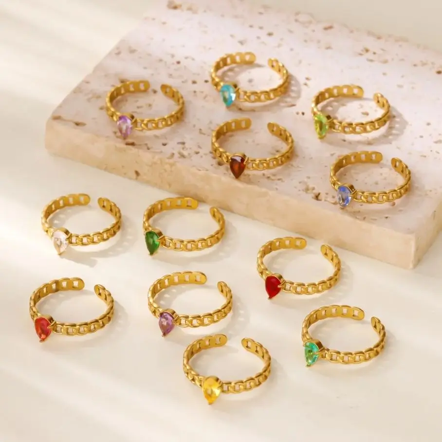 Zircon Women Rings Gold Stainless Steel