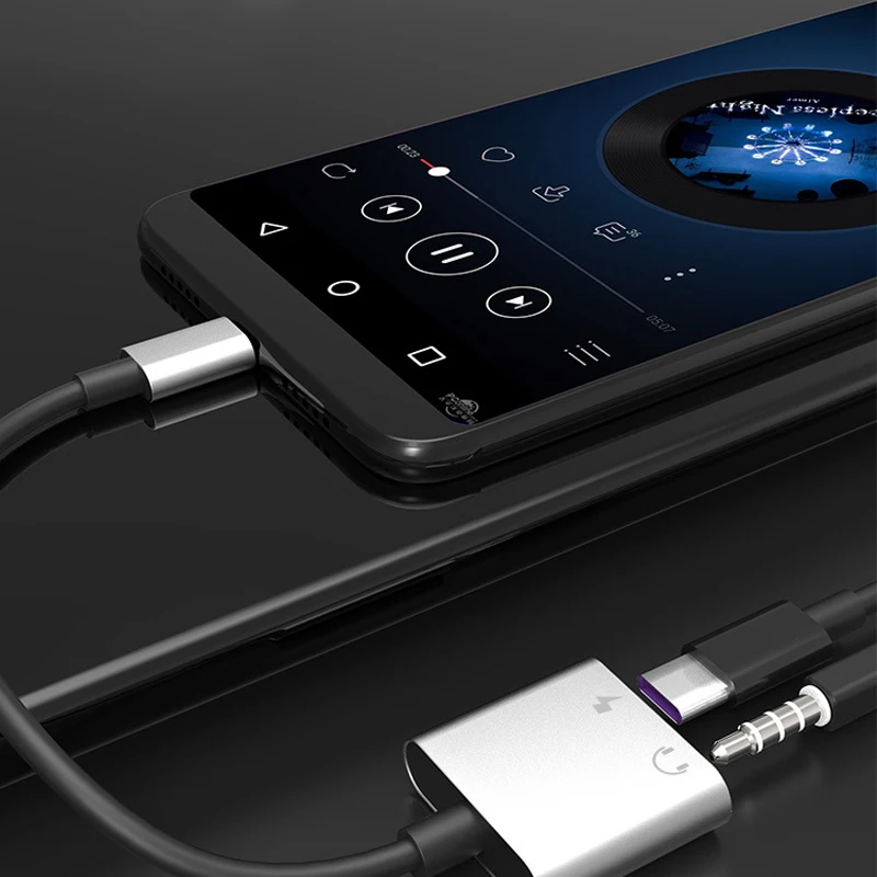 Type C Adapter USB C to Type-C and 3.5mm Aux Cable for Huawei Xiaomi Redmi