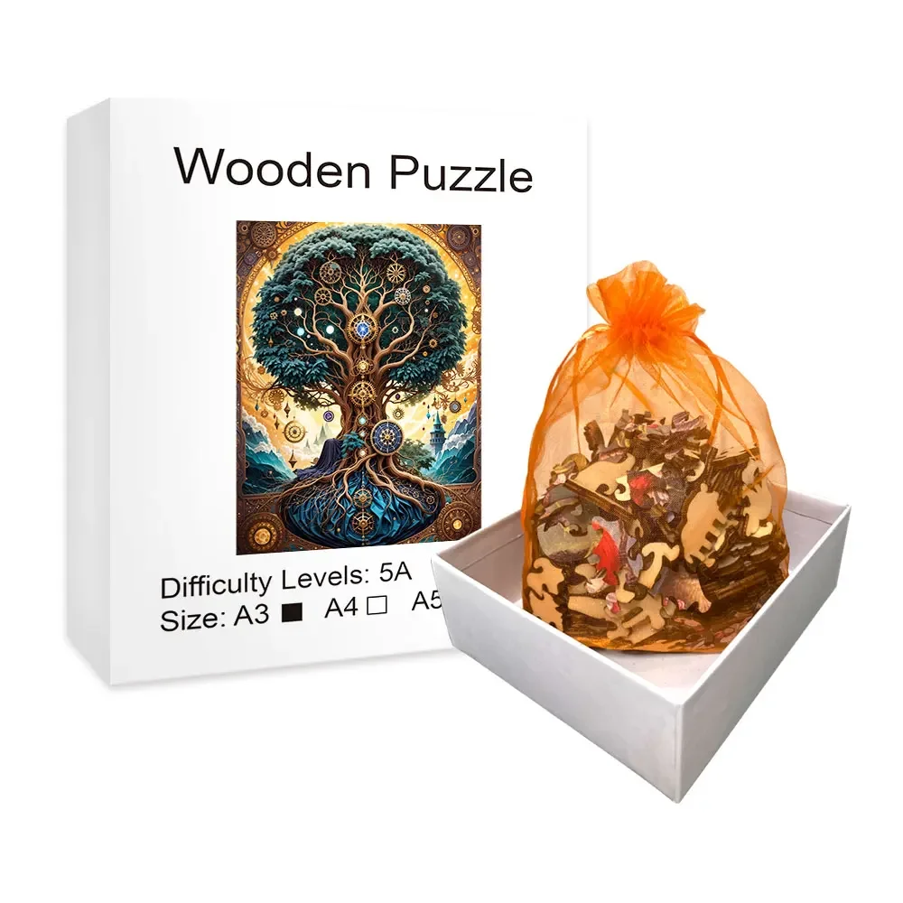 Colorful Tree Wooden Puzzle Uniquely Irregular Animal Shaped Wooden Jigsaw Puzzles Toys Christmas Gift