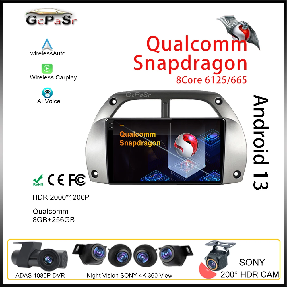 

Автомобильный видеопроигрыватель Qualcomm Android для Toyota RAV4 4 2001-2006, Авторадио, мультимедийный плеер с GPS-навигацией, BT, Wi-Fi, монитор без 2din DVD