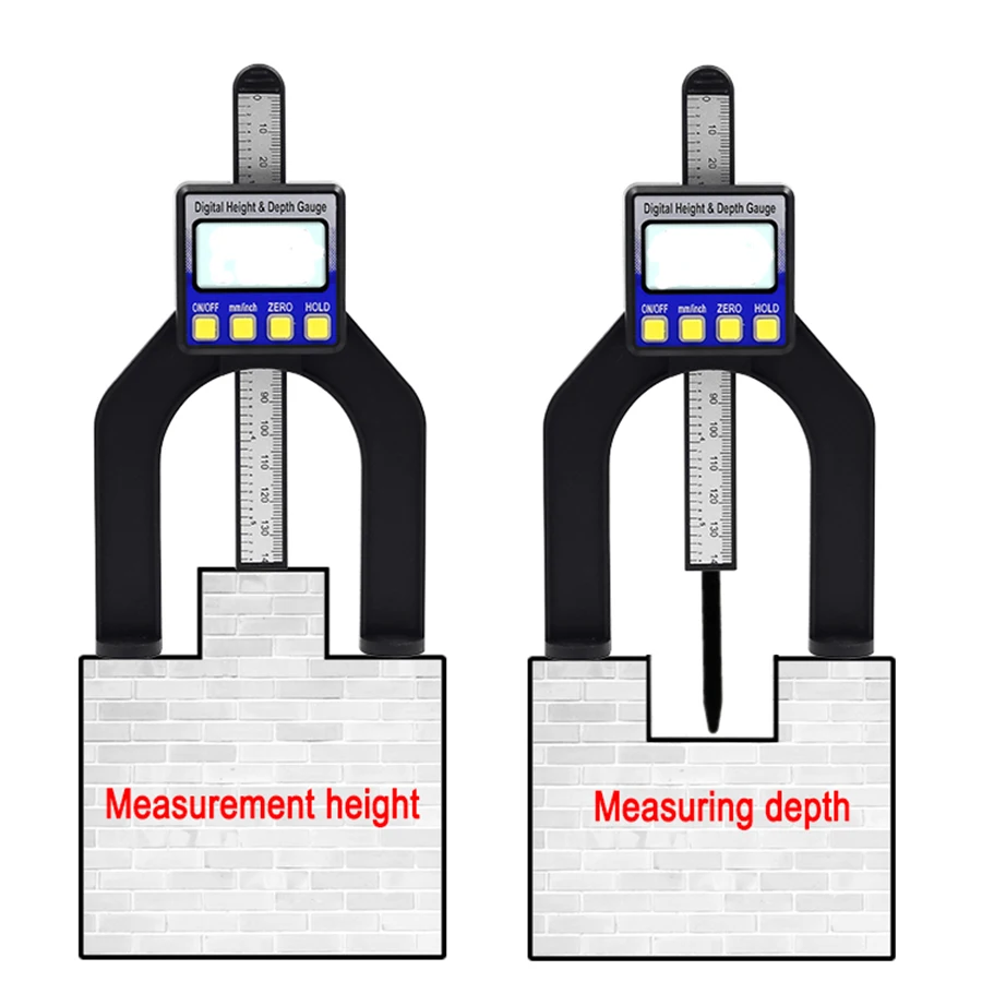 0-80mm Digital Depth height gauge Caliper Tread Depth Gauge LCD Magnetic Self Standing Aperture digital height gauge