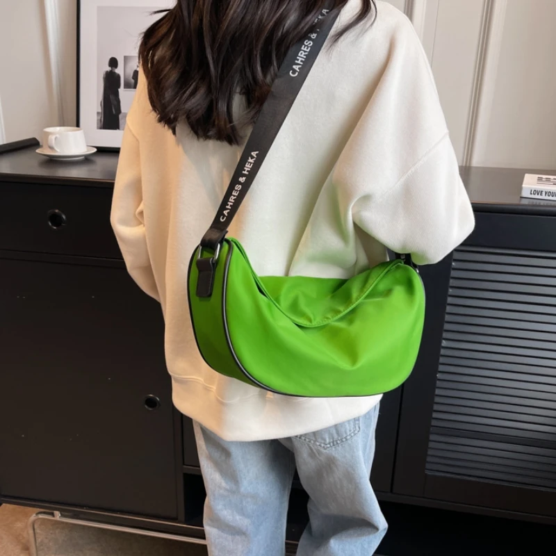 Green Crossbody Bag Luxury Wide Straps Adjustable Casuals Women's Shoulder  Bags Nylon Large Capacity Handbag High Fashion 2023