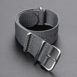 Ribbed Nylon Watch Band - Comfortable Military - Style Washable Wristband for Men (Grey)