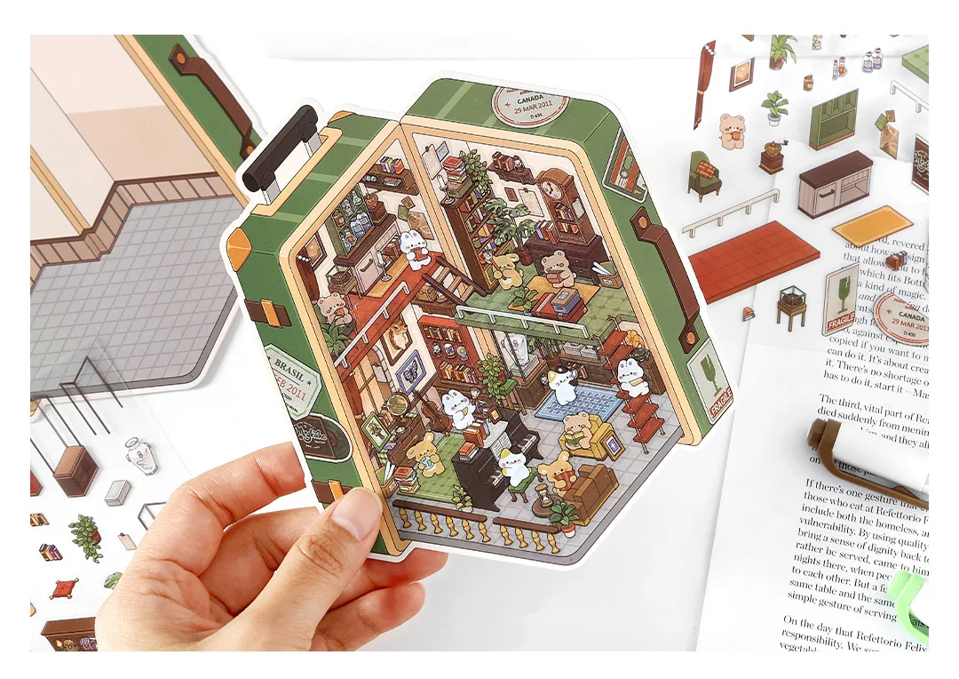 Kawaii 3D Campinghaus DIY Landschaft Aufkleber Tasche Hütte Szene Stapeln Einfügen Festival Geburtstagsgeschenk für Kind Kind ﻿ – Detail 18