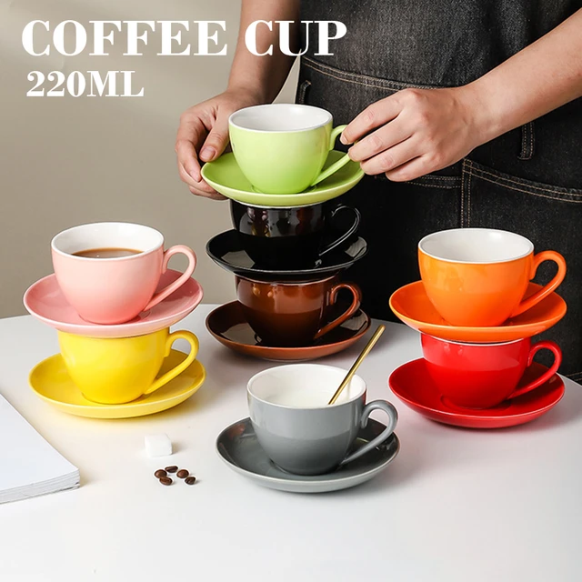 220ml Thick Body Ceramic Coffee Cups For Flat White Latte Cup