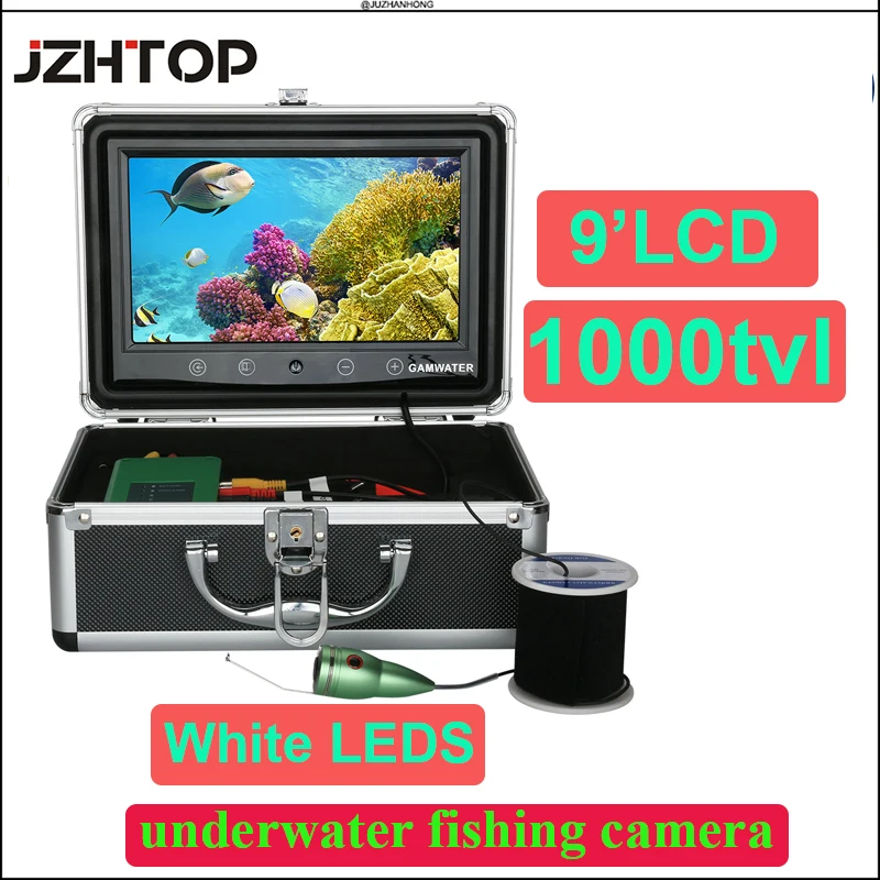 Underwater Fishing Camera Fish Finder Video Camera White LED Lights 1000tvl Waterproof CCTV Camera 10m 20m 30m Cable DVR 9'LCD