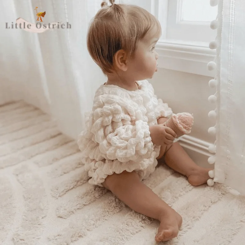 Newborn Baby Girl Cotton Clothes Set Long Sleeve Top+short Romper+ Cap ...