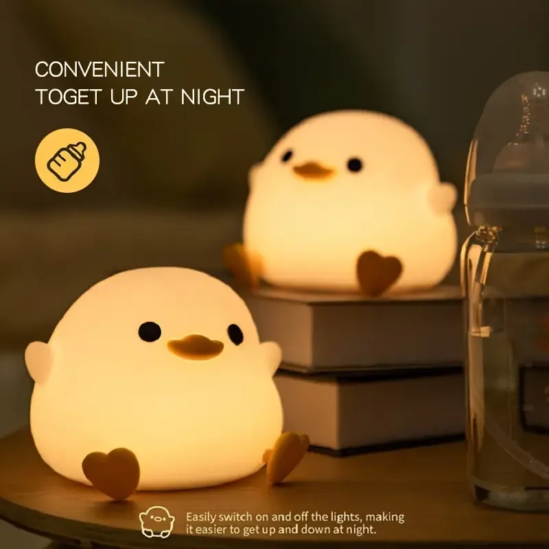 Creative and Cute Silicone Pat Light USB Charging Bean Duck Night Light Atmosphere Light Bedroom Bedside Ornament Rechargeable 3