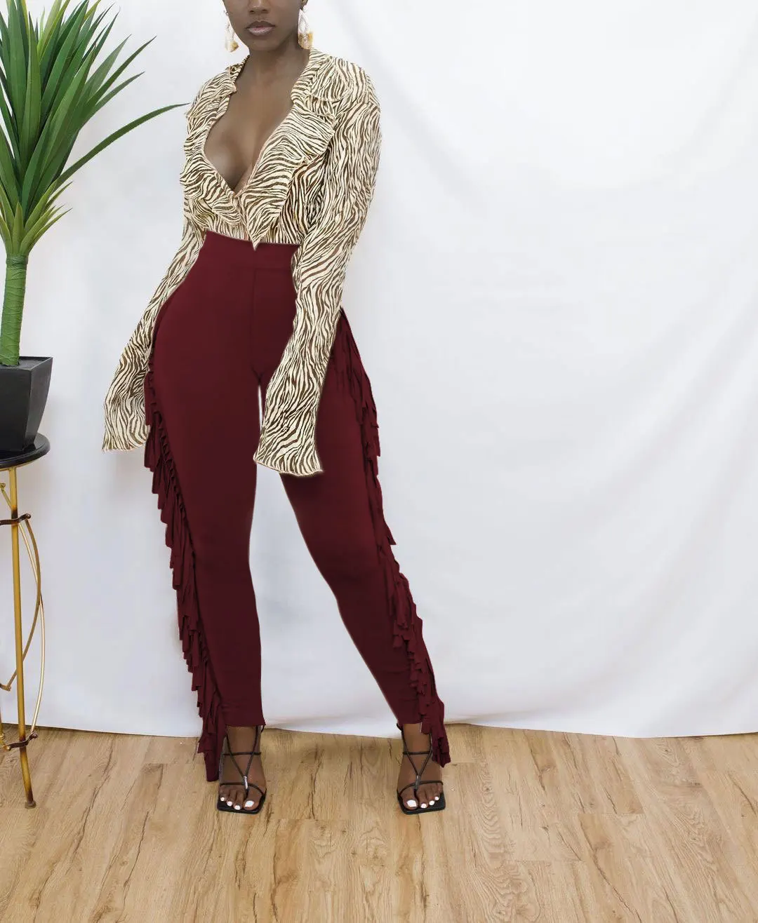 Women'S Trousers  Fashion High Waist Yoga Pants Skinny Leggings Fringe Tassel Pants Lady Street Wear Sports Joggers Casual Pants