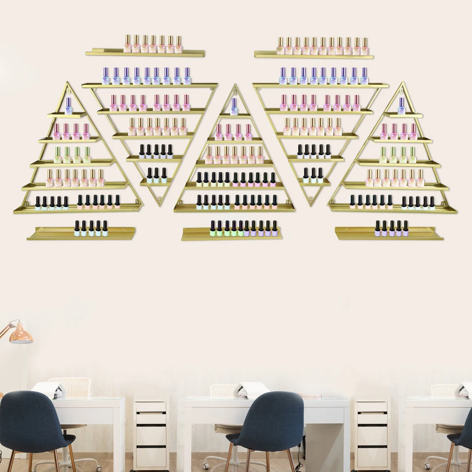 10 Piece Wall Mounted Triangular Nail Polish Racks