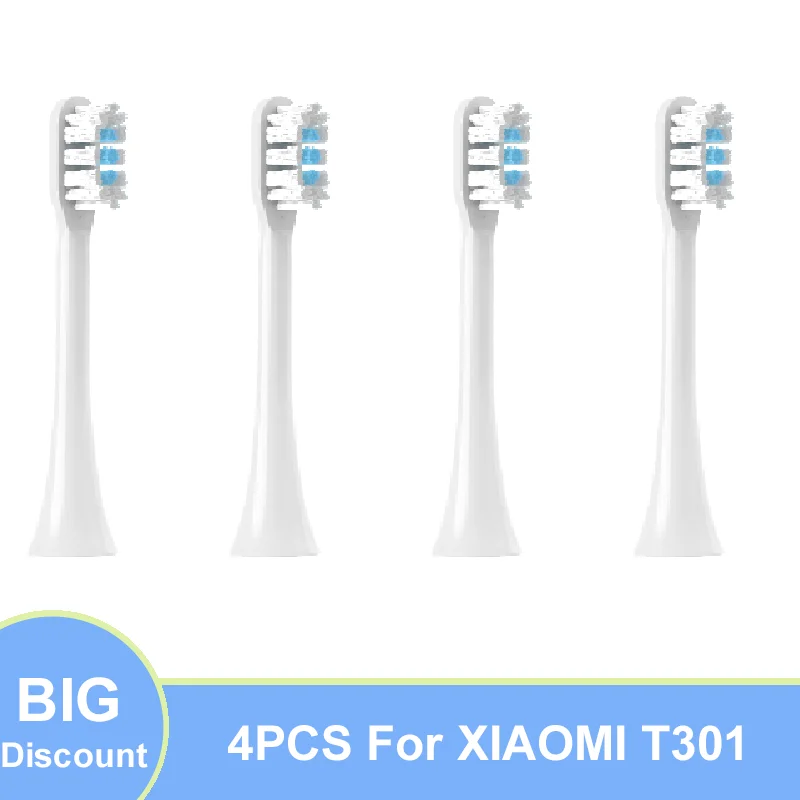 4pcs Replacement Brush Heads For Xiaomi Mijia T301 Sonic Electric Toothbrush Heads DuPont Soft Suitable Vacuum Bristle Nozzles 10pcs for xiaomi mijia t300 500 replacement heads sonic electric toothbrush soft dupont bristle suitable nozzle vacuum packaging