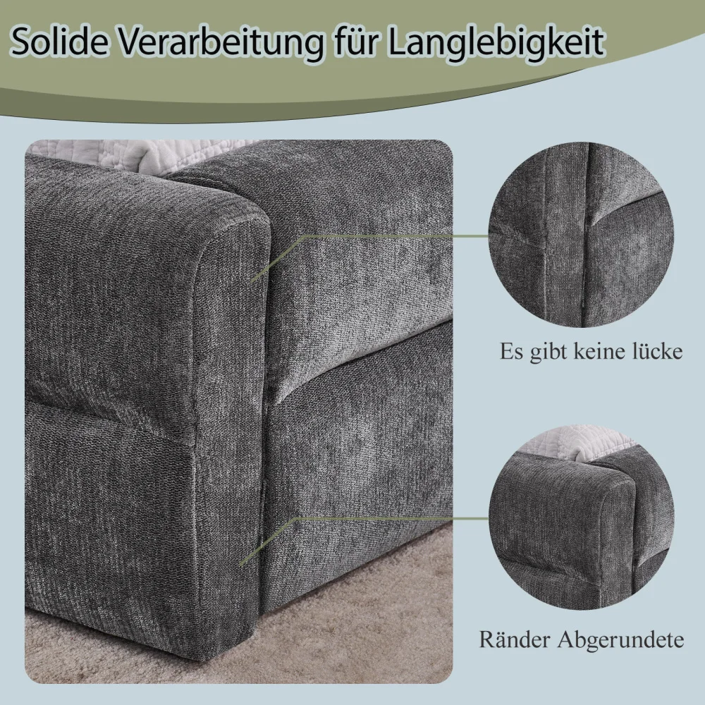 Einzelbett 90*200 cm, hautfreundlicher Chenille-Stoff, bequeme Rückenlehne, auch als Kinderbett geeignet, Beige (ohne Matratze) – Detail 38