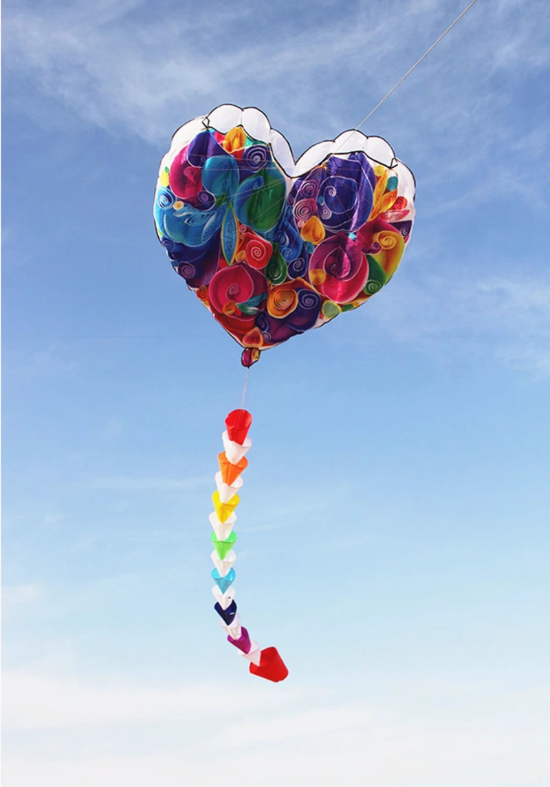 Free Delivery of Heart-shaped Soft Kites Inflatable Nylon Adult Kites Cometa Gigante Kite for Kids Tear Resistant Easy To Fly 2