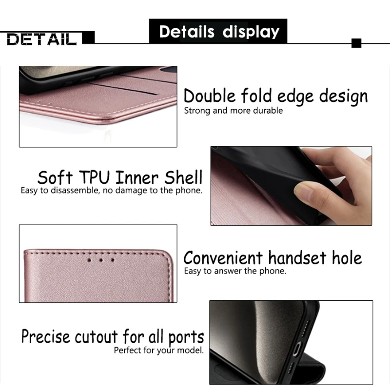 Solid Color Flip Cover Business Phone Case with Card Slot