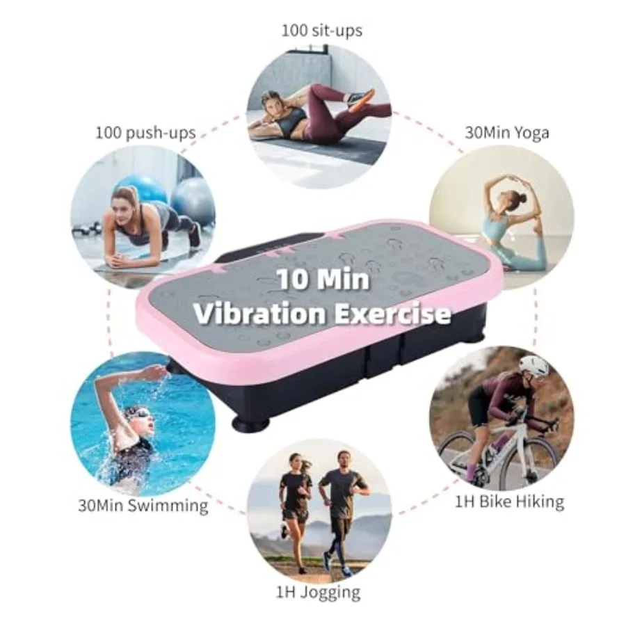 Silent Vibration Platform 10-Frequency Fitness Massage Machine for Unisex Weight Loss Fat Burner Body Shaking Device in Black w