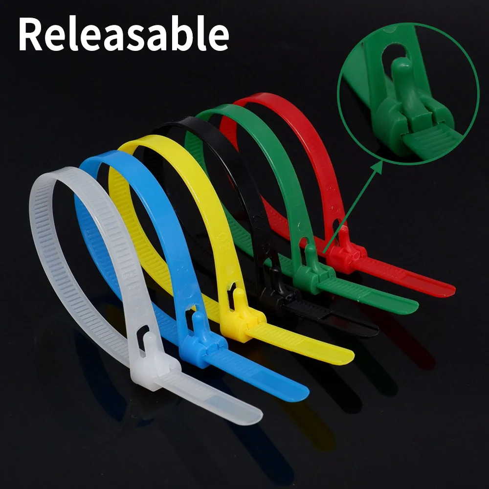 Releasable Nylon Cable Ties Zip Reusable Cable Zip Tie Plastic 25