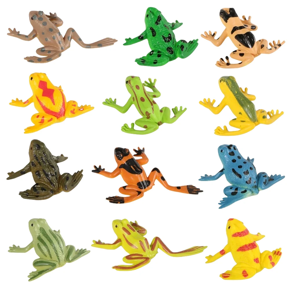 

12 Pcs Frog Model Frogs Toy Plastic Figure Models Decor Small Figurines Childrens Toys Mini Decorations