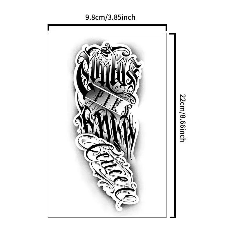 1pc Dark floral waterproof temporary tattoo stickers, lasting 1-2 weeks, simulates semi-permanent fake tattoos 4