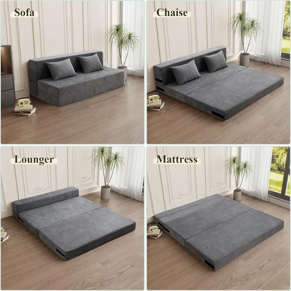 NEW-Folding Sofa Bed - Convertible Sleeper Chair with Pillow, Fold Out Couch, Foam Floor Mattress, Futon Couch, Lazy Sofa for Li