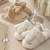 Women Winter Warm Slippers Men Cartoon Rabbit Furry Thick Soled Slides Couples Home Cotton Sandals Adult Non-Slip Faux Fur Shoes 1