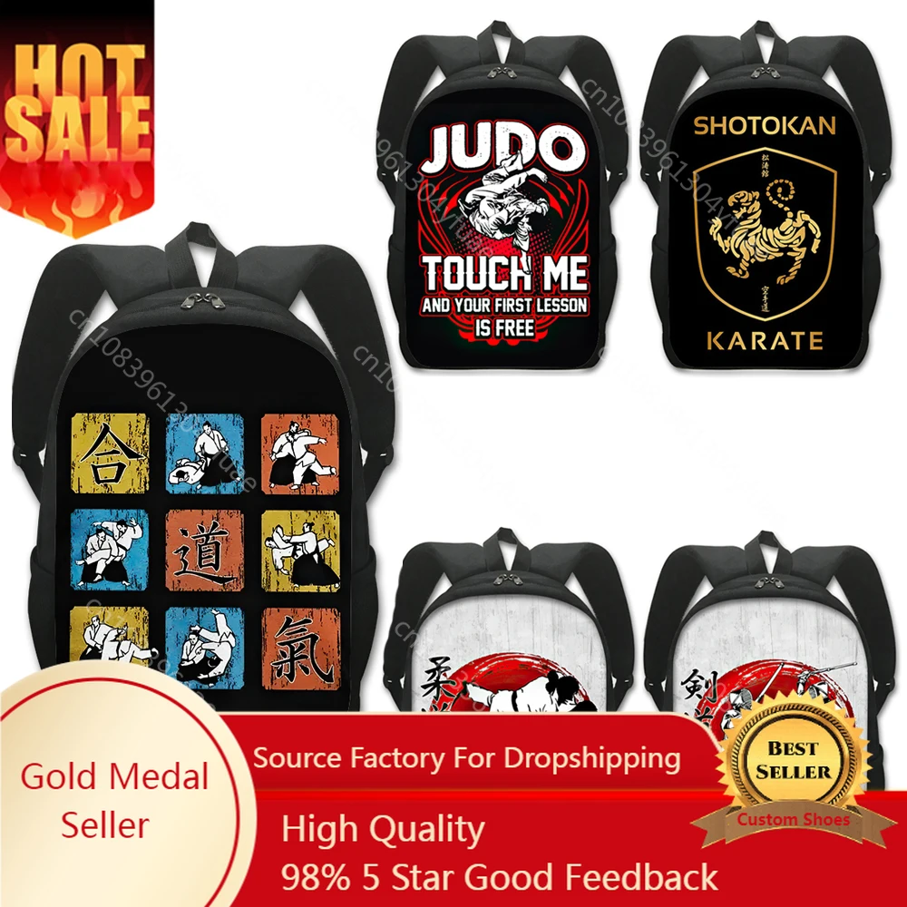 

Martial Arts Judo Jujitsu Karate Do Kendo Taekwondo Kanji Bushido Backpack Children School Bags for Teenager Rucksack Bookbag