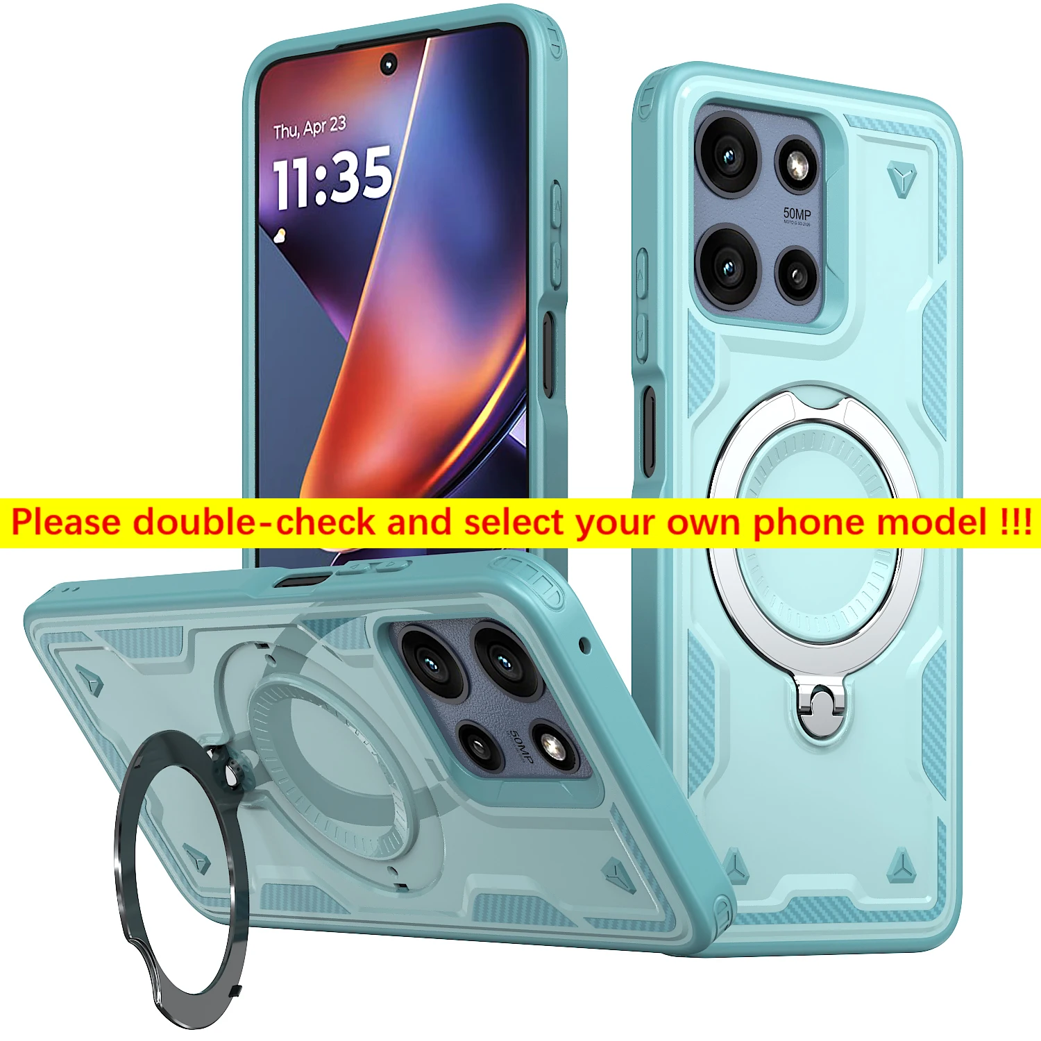 Durable 360° Rotating Magnetic Stand Shockproof Phone Case with Tough Cover