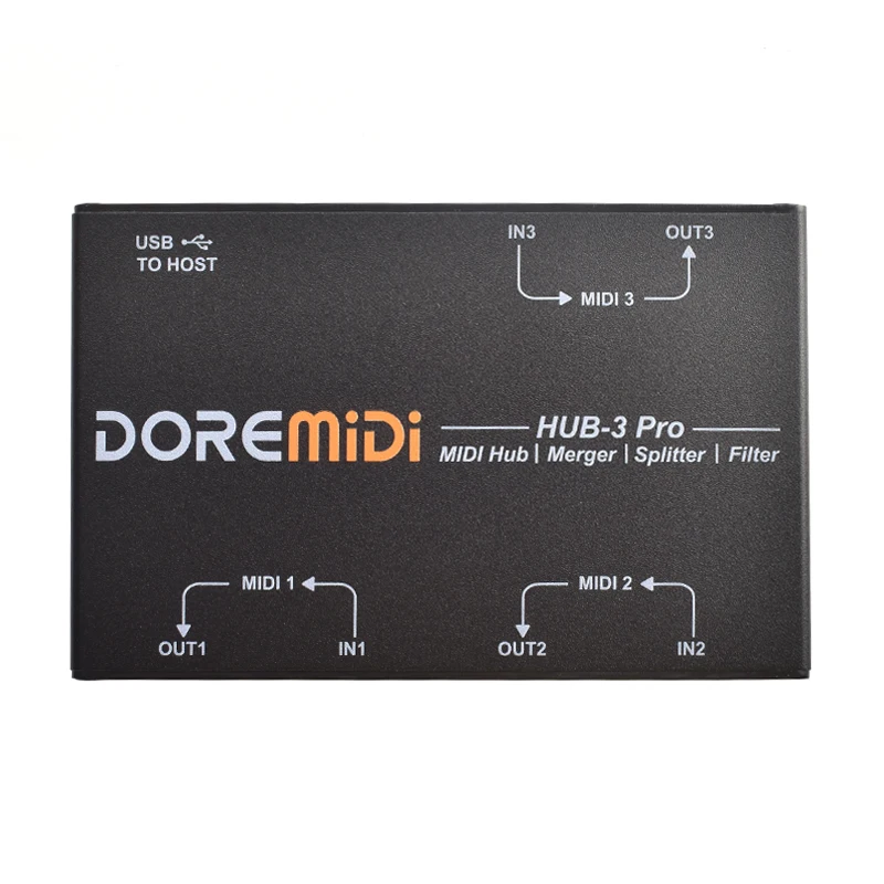 DOREMiDi MIDI HUB-3 Pro Supports Connecting MIDI DIN Devices To Computers Port Routing and Message Filtering For audio interface