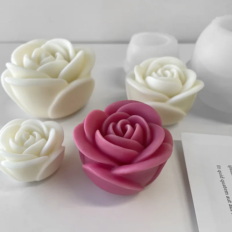 3 Stampo Silicone Per Candele A Forma Di Fiore - Stampi Per Candele Cilindriche 3D, Sapone, Cera, Decorazioni Fai Da Te