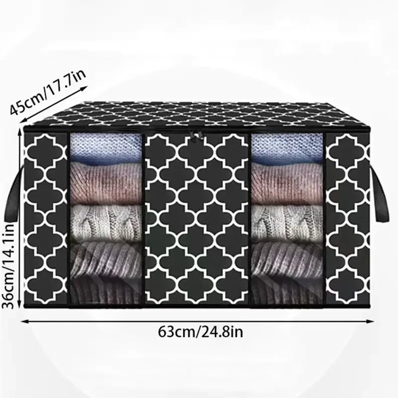 1pc Visible Window Wardrobe Storage Bag, Moisture-proof Cotton Quilt Storage And Finishing Bag, Clothing Moving Bag 4