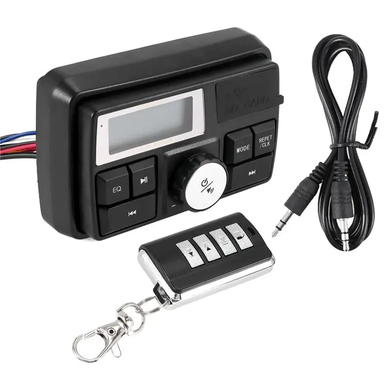NEW-오토바이 오디오 MP3 라디오 사운드 시스템 스테레오 스피커 블루투스 방수 FM 5 EQ 기능 LCD 디스플레이 USB/SD/TF
