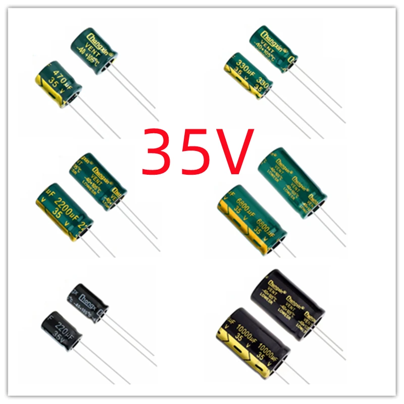 10/50/100 Pcs/Lot 35V82uF DIP Alta Freqüência Alumínio Capacitor Eletrolítico