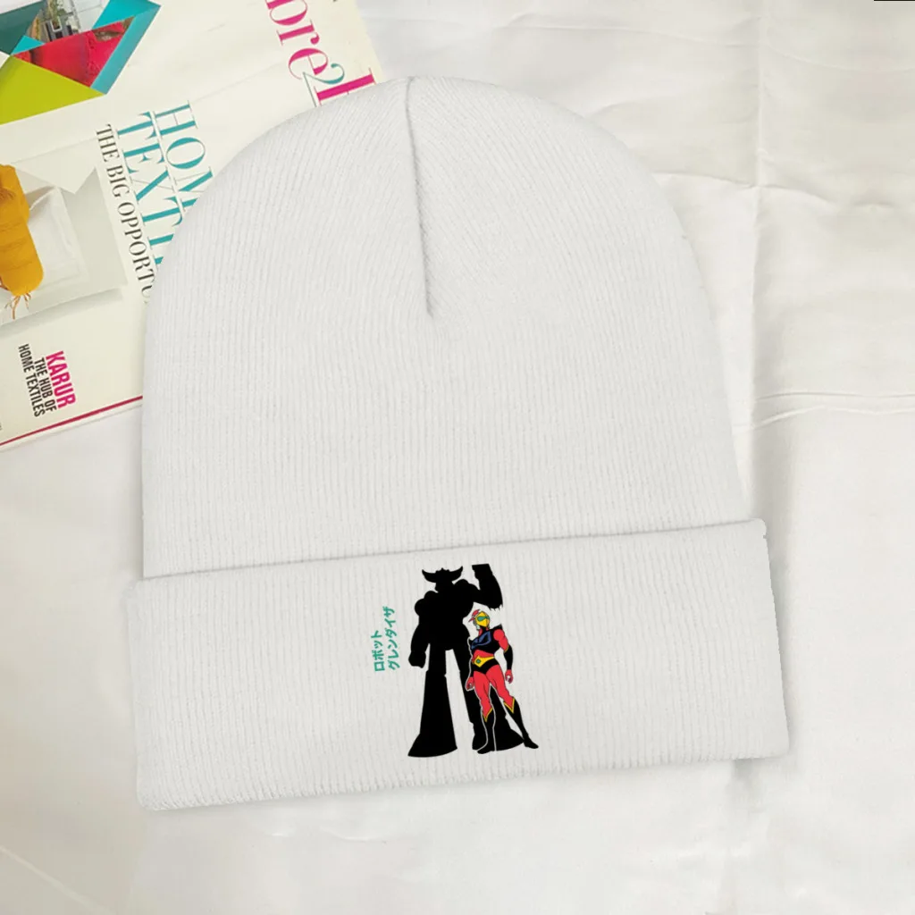 

UFO Robot Grendizer Anime Skullies Beanies Caps Shadow Knitted Winter Warm Bonnet Hats Unisex Ski Cap