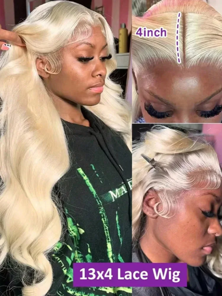 613 13x4 Body Wave Lace Front Wig Human Hair Blonde Wig Human Hair Blonde Body Wave Lace Front Wig Human Hair Pre Plucked 32Inch