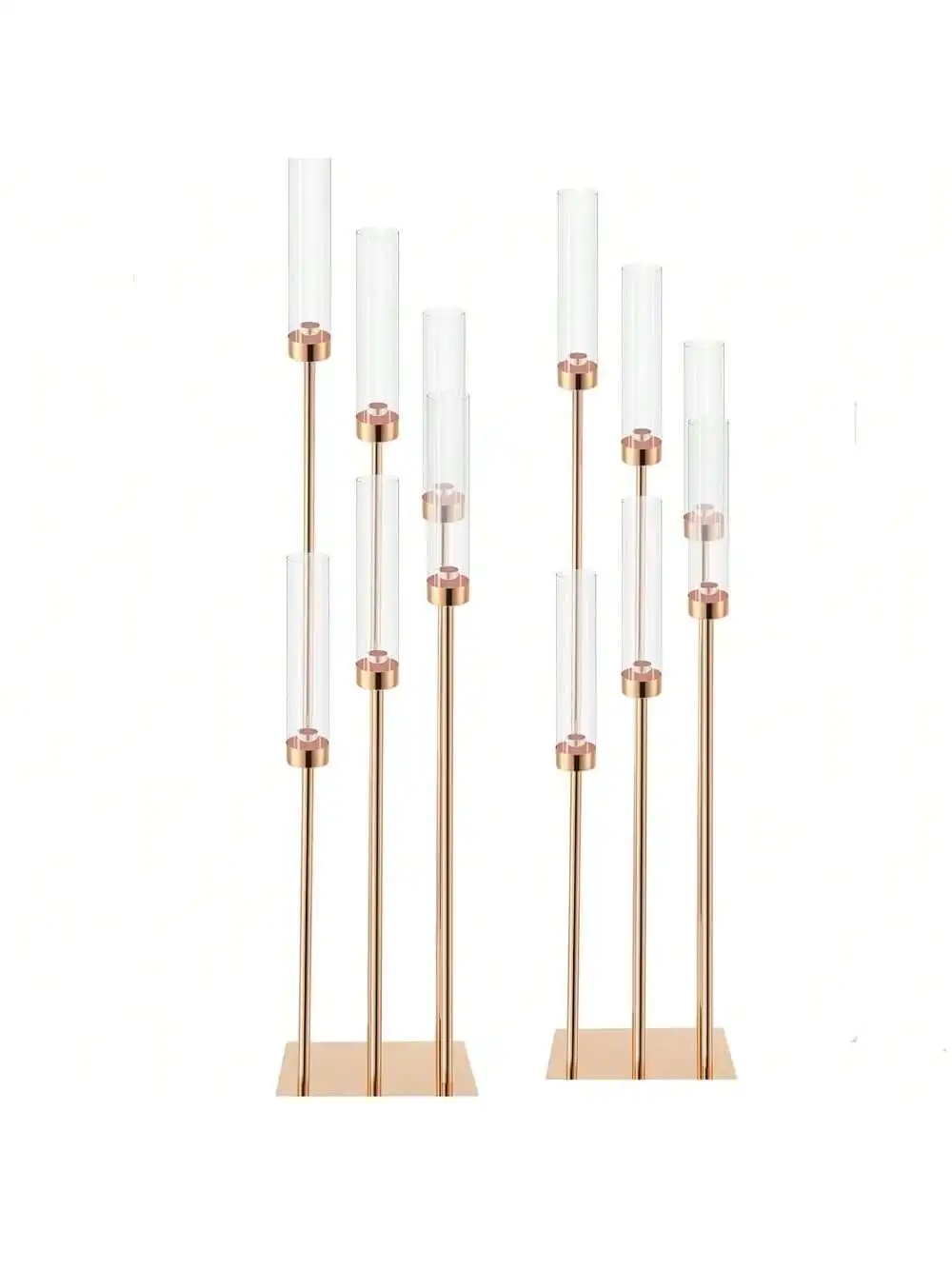6 Arms Gold Candelabra Centerpieces for Wedding Decoration Tall Gold Floor Candelabra for Valentine's Day and Weddings