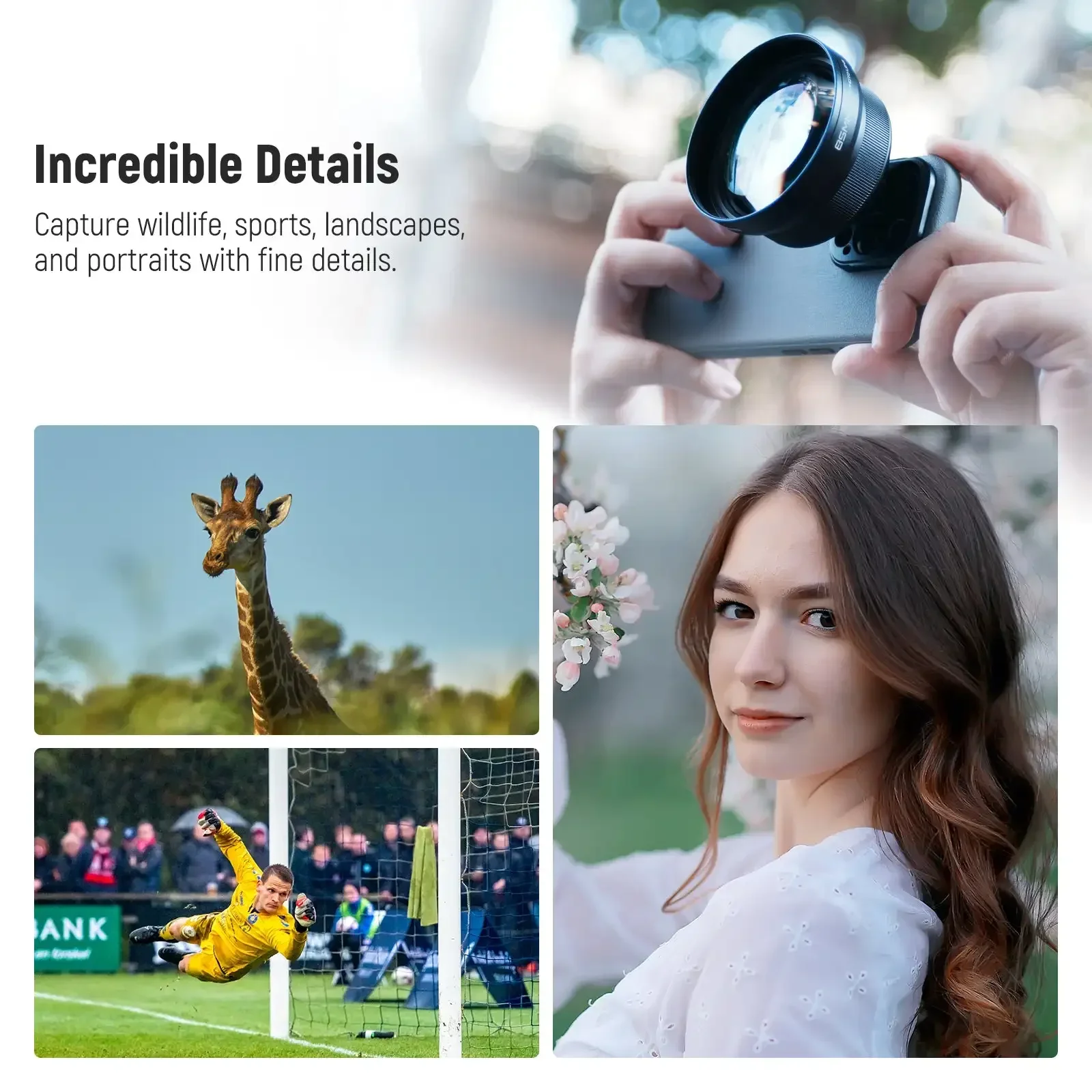 NEEWER LS-59 HD 85MM Telephoto Phone Lens 17mm Backplate 2.5X Magnification for SmallRig NEEWER iPhone Samsung Phone