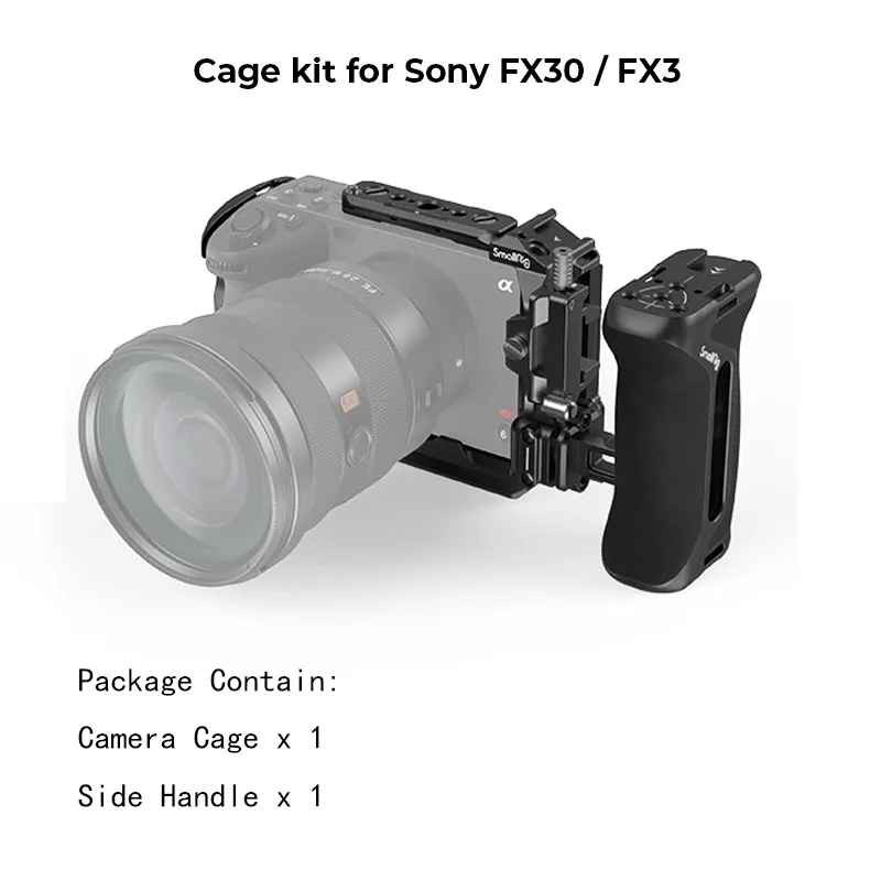 SIRUI Kit Completo De Jaula Para Cámara Con Mango Superior Para Sony FX3/FX30, Compatible Con Mango XLR Original, Abrazadera De Cable Para HDMI, Orificios Roscados De 1/4"-20, Orificios De Ubicación