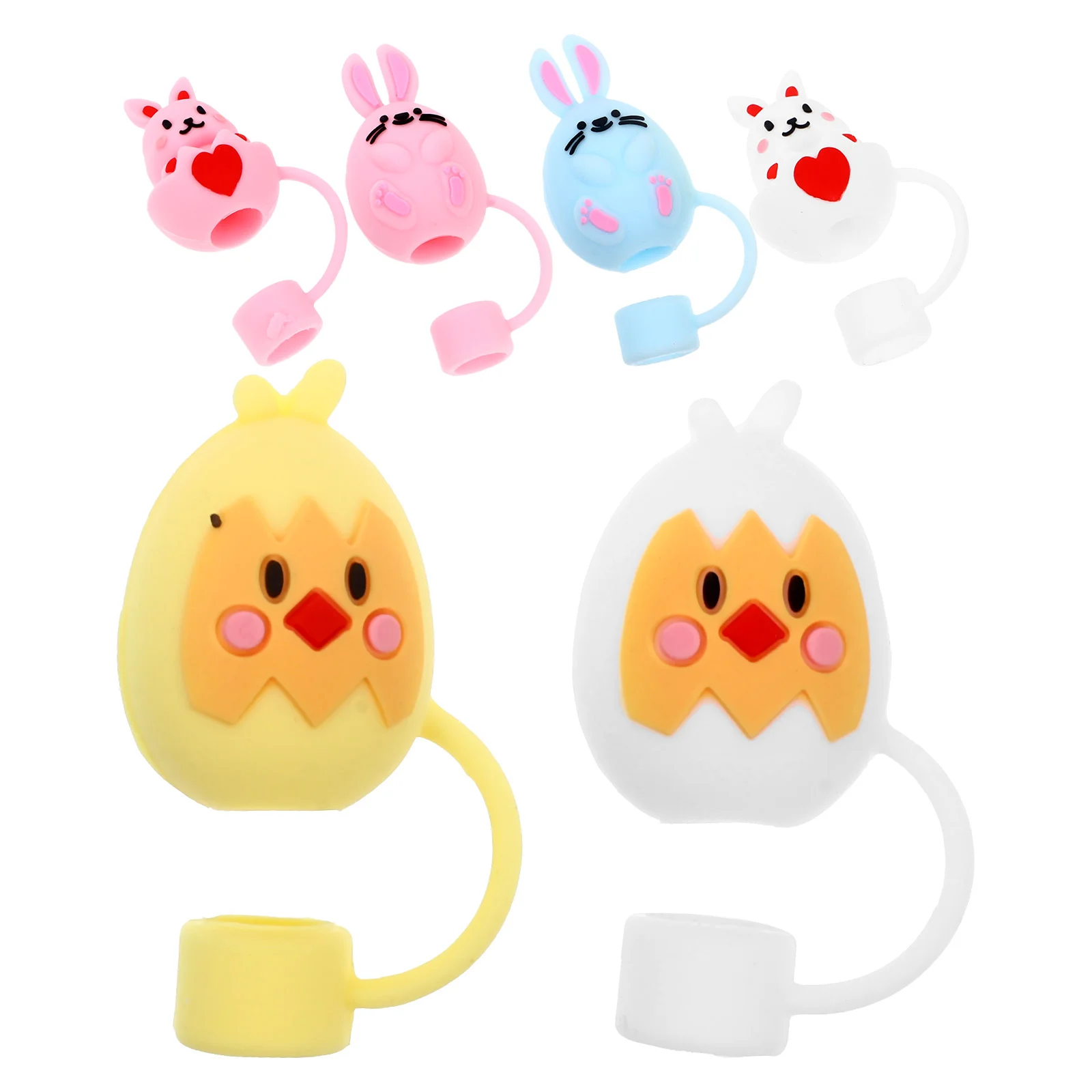

6pcs Easter Rabbit Chicken Shot Straw For Easter Straw End Caps Straw Straw Decoration