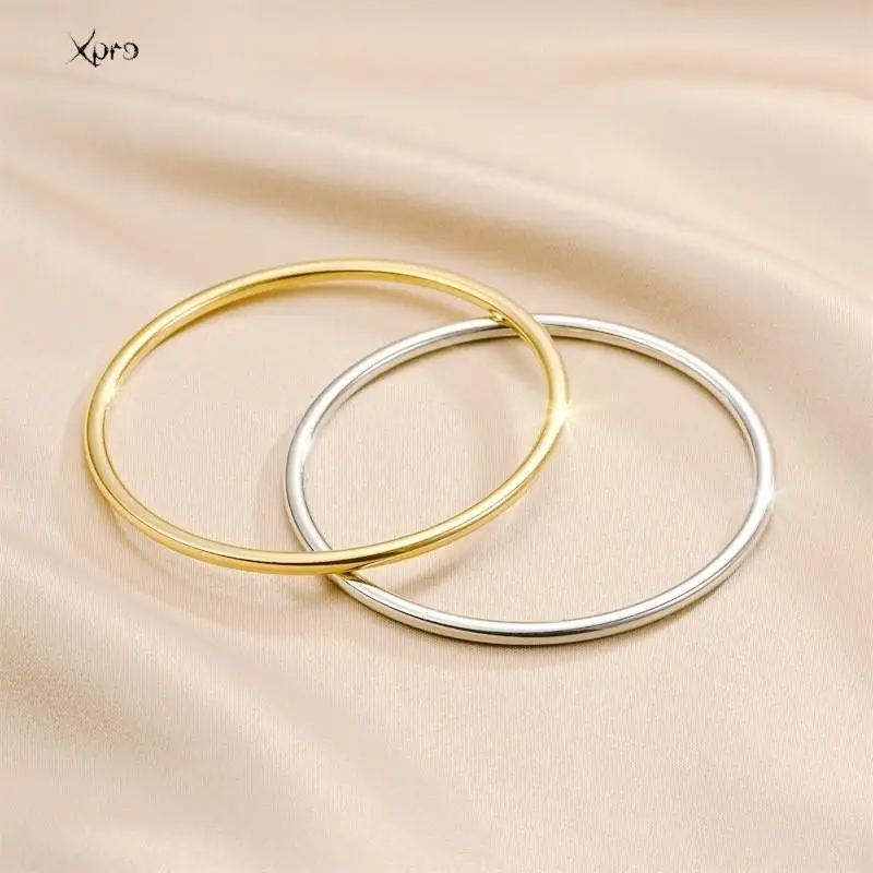 Stainless Steel Bracelet For Women Round Minimalist Elegant Gold Color Women's Accessories Popular Jewelry